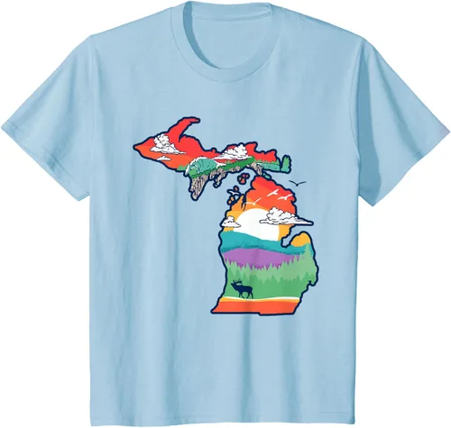 Vista 10 de Michigan Outside - Camiseta con ilustración artística