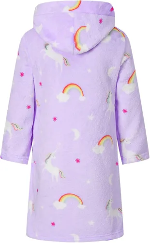 Vista 6 de SHUCHENG Girls Fleece Hooded Robes, Kids Soft Premium Fuzzy Bathrobe for Gifts, 2-12 Years