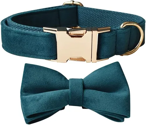 Vista 15 de Love Dream Collar de perro Bowtie de terciopelo, con hebilla de metal desmontable, suave, cómodo, ajustable, para perros pequeños, medianos