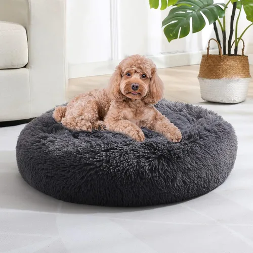 Vista 59 de JOLLYVOGUE - Cama para perros y gatos, cama relajante y antiestrés para mascotas y perros pequeños, cojín esponjoso en forma de dona para mascotas