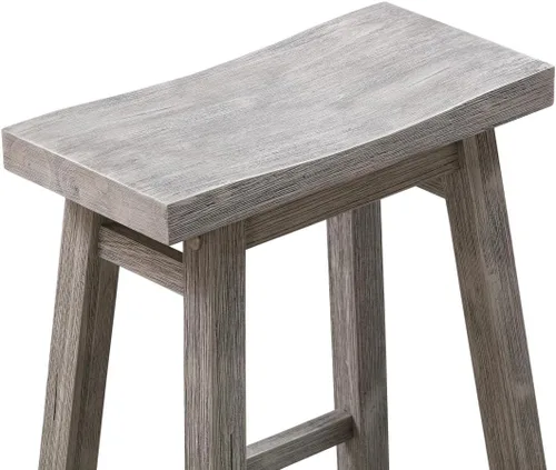 Vista 7 de Boraam Sonoma Taburetes de bar de cocina sin respaldo tipo silla de montar - Gris tormenta con acabado cepillado - Juego de 2