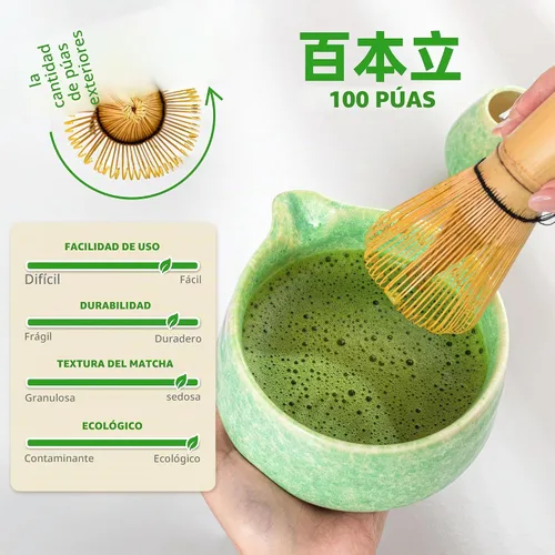 Vista 3 de TEANAGOO Juego de Batidor de Matcha, Juego de Matcha Verde de 7 Piezas, Kit de Ceremonia de Matcha, Juego de Té Matcha para Hacer Latte, Cuenco