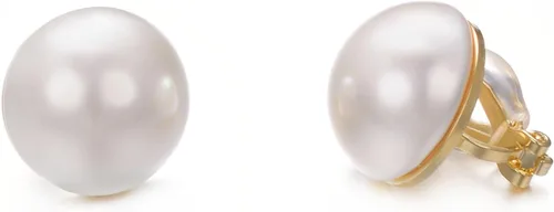Vista 25 de Yoursfs Aretes de clip de perlas blancas grandes para mujer, chapados en oro de 18 quilates, hipoalergénicos, sin perforaciones, joyería brillante