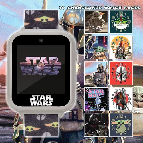 Vista 7 de Star Wars - Reloj inteligente interactivo para niños con 10 caras de reloj, cámara, juegos, alarma y contador de pasos, licencia oficial, se adapta