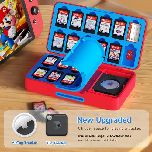 Vista 2 de JINGDU 40-Slot Traceable Switch Game Case Compatible with Nintendo Switch Games, Holds 40 Switch Game Cards and 24 Micro SD Cards, with Hidden