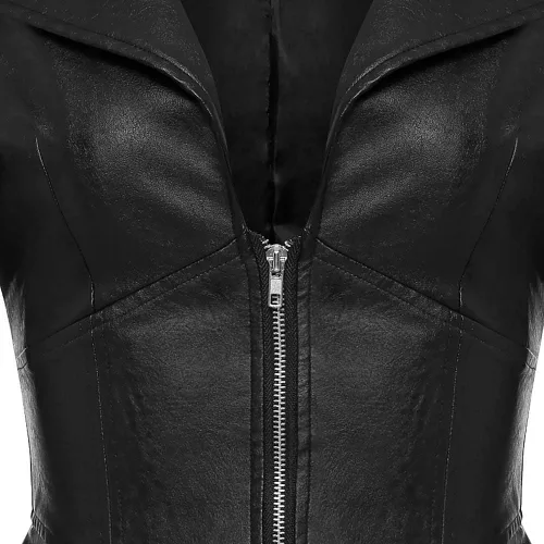 Vista 3 de Chaqueta ciclista de cuero sintético de manga larga con cremallera para mujer
