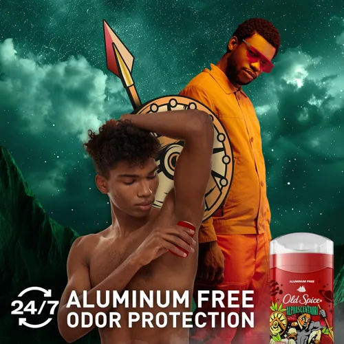 Vista 3 de Old Spice Desodorante sin aluminio para hombres, protección contra olores 24/7, frescura 24/7 y aroma duradero, se pone transparente, Alphascentauri