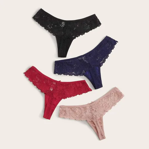 Vista 3 de Tangas de algodón para mujer bragas cruzadas con espalda en V transpirables con encaje en V ropa interior elástica tangas en T