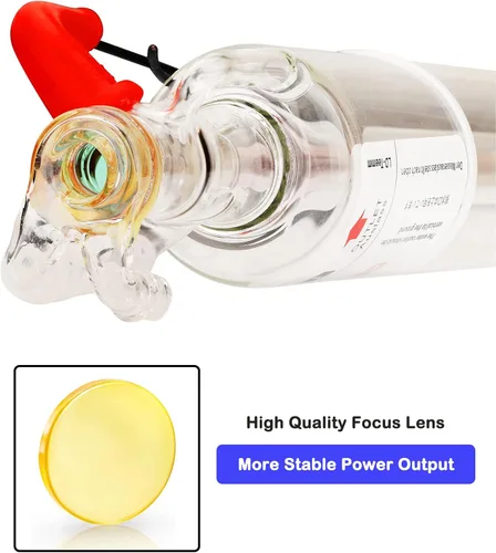 Vista 4 de LD-Teemm Tubo láser de CO2, tubo láser de CO2 de 20 W con revestimiento de 20 vatios de longitud de 19.685 in de diámetro. 1.969 in, alambre