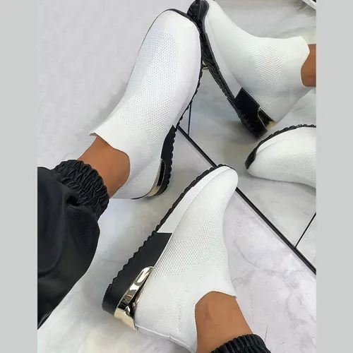 Vista 6 de JWSVBF Zapatos deportivos antideslizantes para mujer, sandalias de punto de malla para mujer, con tacones, mocasines, zapatos informales, unisex, a