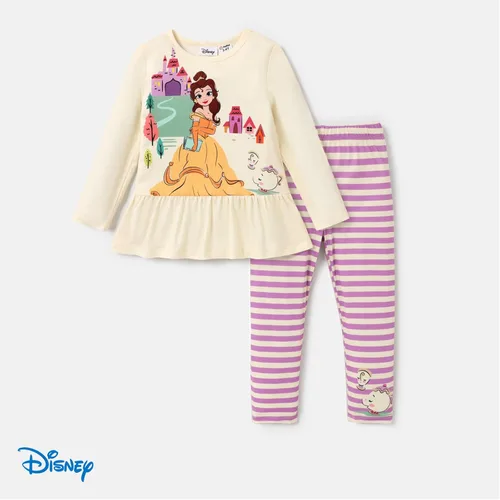 Vista 7 de Disney Frozen Princess Anna Elsa - Conjunto de camiseta de manga larga con volantes y pantalones de vestir para niñas pequeñas
