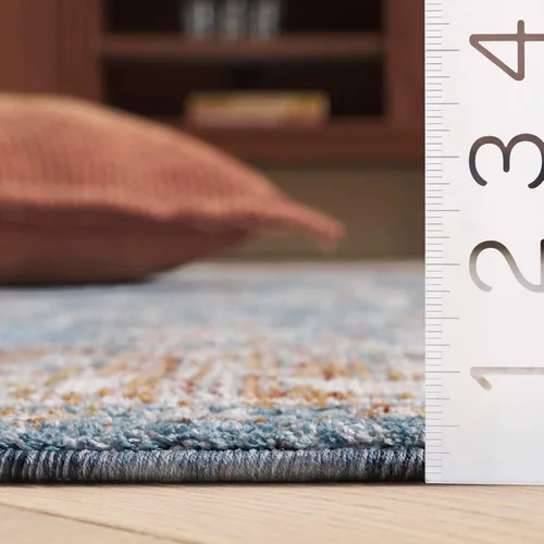 Vista 4 de SAFAVIEH Heirloom Collection - Alfombra de área de 4 x 6 pies, color azul/óxido, diseño geométrico, antideslizante, ideal para zonas de alto tráfico
