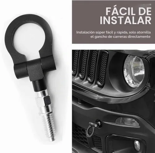Vista 4 de Gancho de remolque para parachoques delantero del coche, especificaciones de rosca europea, anillo de remolque de estilo de carreras
