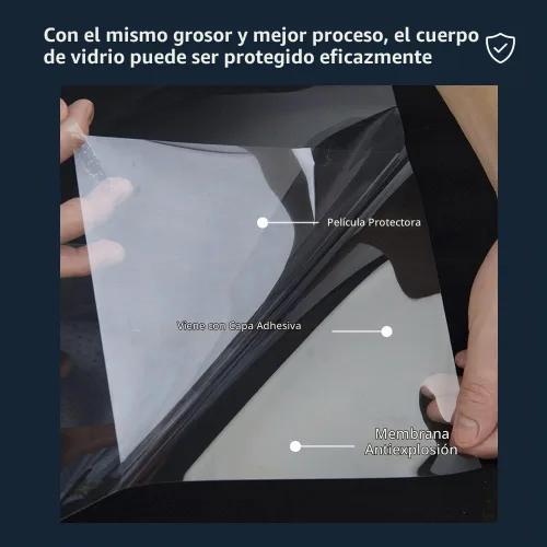 Vista 4 de Película de Seguridad Transparente para Ventana de 2MIL, Bloqueo UV, Calcomanía de Protección de Vidrio de Seguridad Autoadhesiva, 17.5 Pulgadas x