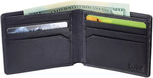 Vista 2 de Lewis N Clark - Cartera con bloqueo RFID para hombre, de piel delgada, tarjetero de crédito, color negro