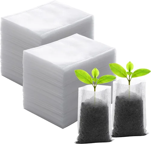 Vista 10 de GREANER 200 bolsas de vivero de plantas, 3.5 x 4.7 pulgadas, bolsas de cultivo de plantas de tela biodegradable no tejida, macetas de plantas