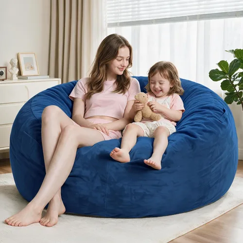 Vista 6 de Homguava Silla Puf de 5 Pies Puf Gigante con Relleno de Espuma Viscoelástica, Cómodas Sillas Puf para Adultos, Silla Puf para Adultos con Funda