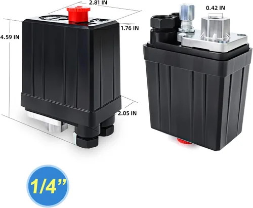 Vista 2 de MEANLIN MEASURE Válvula de control del interruptor de presión del compresor de aire 90-120 PSI 110V-240V piezas de repuesto de 1 vía con cinta