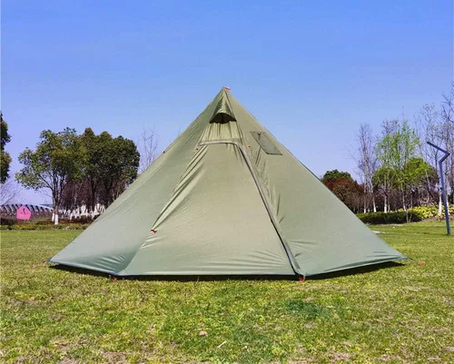 Vista 4 de Tienda caliente ultraligera para 4 personas Tipi con estufa ignífuga Jack para tubos de combustión con 2 puertas