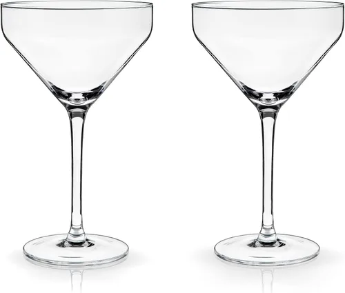 Vista 6 de Viski Vasos de Martini en ángulo, vasos de cóctel de cristal premium, vasos para el hogar y el bar, copas de cóctel con tallo, juego de regalo