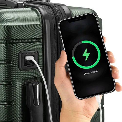 Vista 10 de Traveler's Choice Archer - Maleta de policarbonato de lado duro, Verde, Equipaje de mano, 21 pulg.