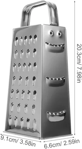 Vista 4 de MAGICLULU Rallador de queso de caja de 8 pulgadas con asa, cortador de verduras de 4 lados de acero inoxidable resistente, triturador y rallador