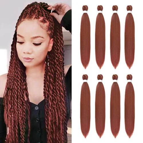 Vista 8 de 8 paquetes de extensiones preestiradas - 16 pulgadas de cabello trenzado premium, 55G/paquete, sin picazón, fijación en agua caliente, textura Perm