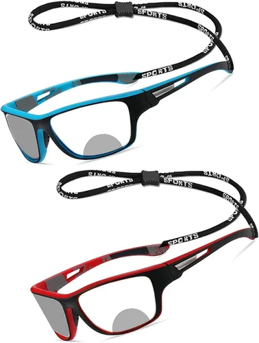 Vista 8 de Paquete de 2 gafas de lectura bifocales fotocromáticas de transición para ciclismo para hombres y mujeres, gafas de sol deportivas cuadradas negras