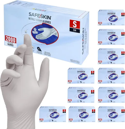 Vista 13 de SAFESKIN Nitrile Exam Gloves Disposable - 3.5 Mil, Gray, Powder Free Gloves for Medical, Dental, Cleaning, Cooking