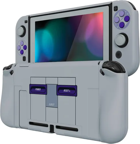 Vista 7 de PlayVital AlterGrips - Funda protectora acoplable ergonómica para Nintendo Switch, funda intercambiable para Joycon con protector de pantalla, tapas