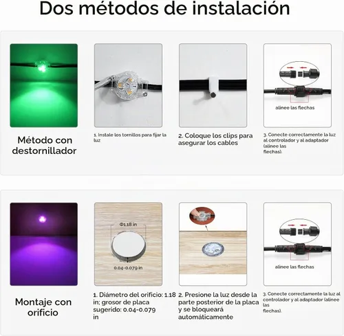 Vista 7 de FVTLED Luces al aire libre permanentes del 100FT, RGB+WW elegantes