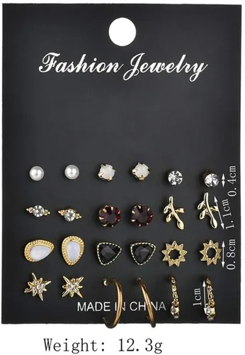 Vista 5 de Juego de joyas de piercing para mujer, 12 pares, a la moda, duradero y creativo