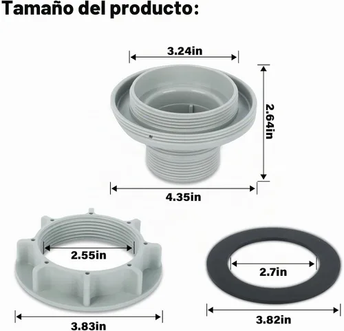 Vista 2 de Kit de conector de manguera de piscina roscado de entrada Tres