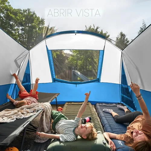 Vista 6 de PORTAL Tienda de campaña familiar para 6/8/10 personas con sala de pantalla, tienda de campaña grande resistente al agua con mosca de lluvia, tienda