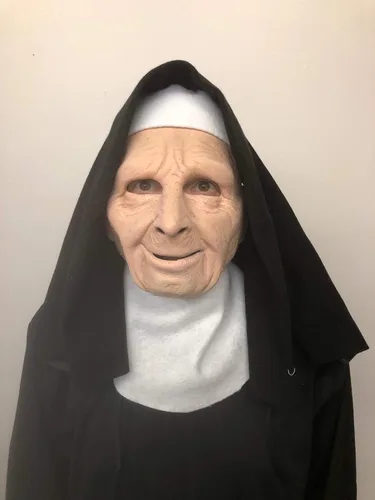 Vista 4 de Nun on The Run - Máscara facial de látex con personaje de anciana