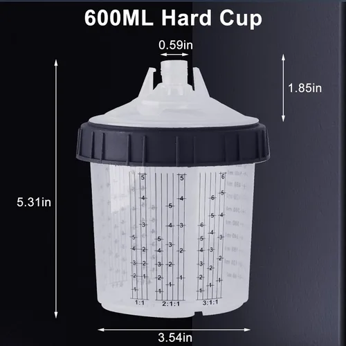 Vista 5 de Pistola rociadora HVLP con taza de mezcla de pintura rápida, kit de pistola de pintura para automóviles que contiene manómetro, boquilla de 1.3 mm