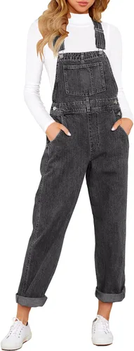 Vista 25 de luvamia - Overol de mezclilla ajustable y elástico para mujer, con pechera, jeans, pantalones, jumpsuits A1 Cody Blue