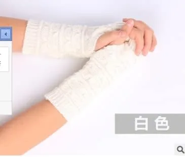 Vista 3 de Surakey Guantes de punto sin dedos para mujer, manoplas, calentadores de brazos, guantes largos de cachemira con agujero para el pulgar, guantes