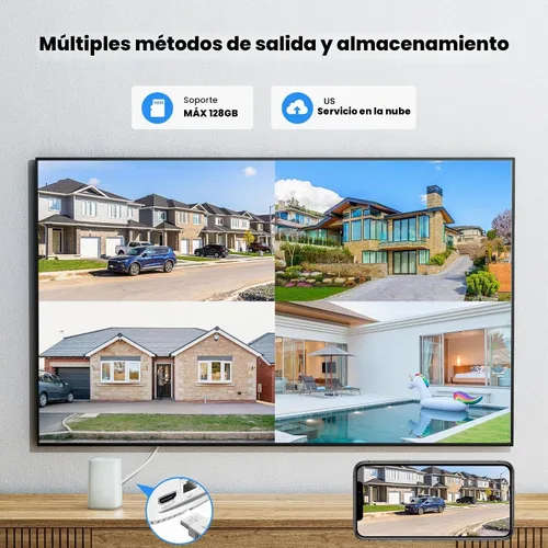 Vista 5 de Cámara solar de 2.5K inalámbrica para exteriores, sistema de cámara de seguridad para el hogar de 4MP, cámara de seguridad alimentada por batería