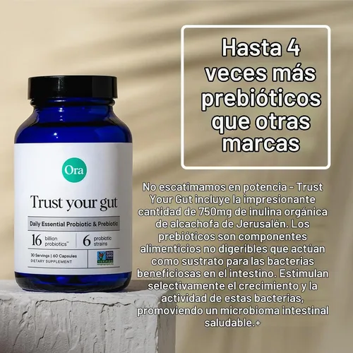 Vista 6 de Ora Organic Probióticos con prebióticos - Prebióticos veganos y probióticos para la salud digestiva Sin lácteos, sin gluten, para estómagos