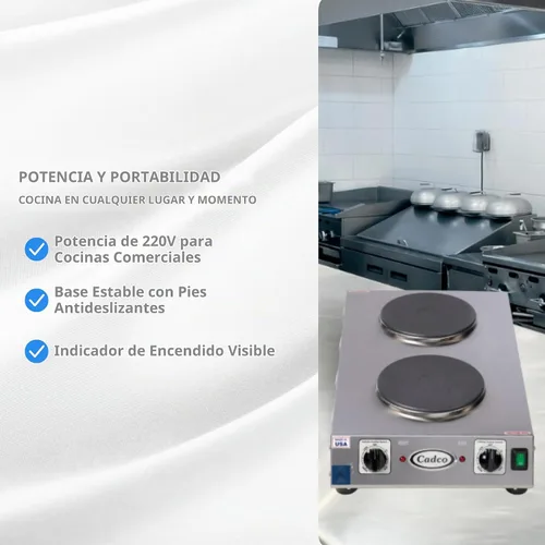 Vista 5 de Cadco CDR-2CFB Space Saver - Placa caliente de hierro fundido doble de 120 voltios