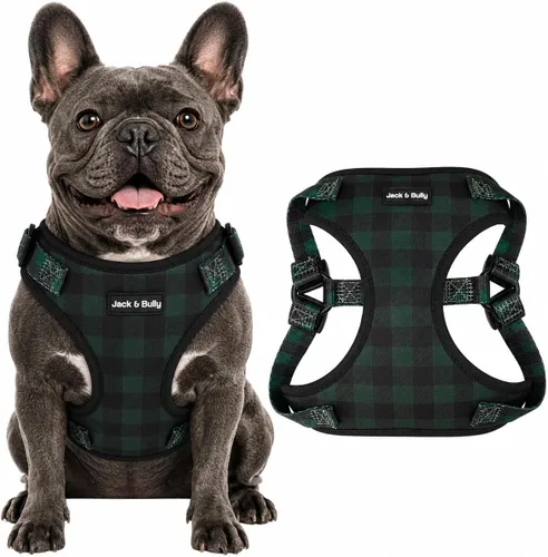 Vista 12 de Jack & Bully Arnés para perro, chaleco sin tirones, de neopreno ajustable, suave con malla transpirable, para todo tipo de clima, bulldog francés