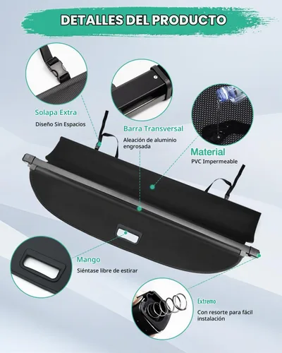 Vista 3 de Powerty - Cubierta de carga para Toyota RAV4 2013-2018, accesorios de cuero