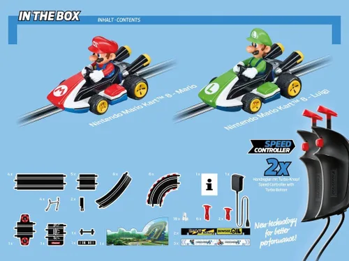 Vista 7 de Carrera GO Pista de Carreras Eléctrica para Vehículos Ranurados para Niños, Mario Kart, Escala 1:43 Authentic Mario toys racing set. Features