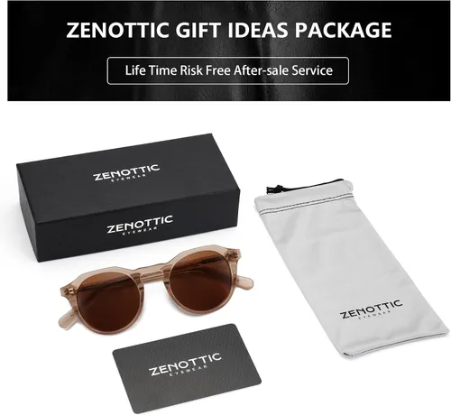 Vista 15 de ZENOTTIC Gafas de sol polarizadas redondas vintage para hombres y mujeres con protección UV400