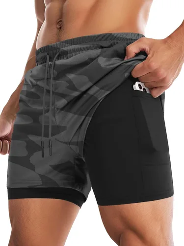Vista 18 de Aolesy Pantalones cortos de gimnasio para hombre con forro de 5, 7, 9 pulgadas, ligeros, pantalones cortos de malla para entrenamiento, atléticos