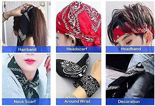 Vista 3 de Bandanas de doble cara unisex de 27 x 27 pulgadas, 100% algodón, paquete de 2 M.H.I.