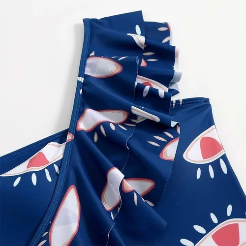 Vista 5 de Traje de baño para mujer, conjunto de bikini sexy de una pieza con traje de baño estampado y falda larga