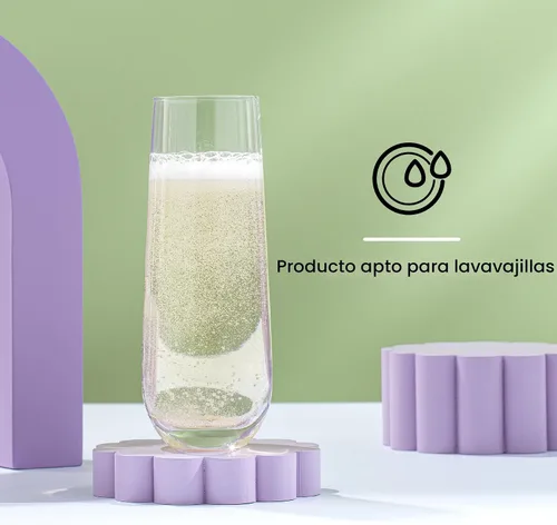 Vista 5 de JoyJolt Milo Copas de Champán Sin Tallo Juego de 8 Copas de Cristal. Flauta de Vino Prosecco de 9.5oz, Copas de Mimosa, Juego de Copas de Cóctel