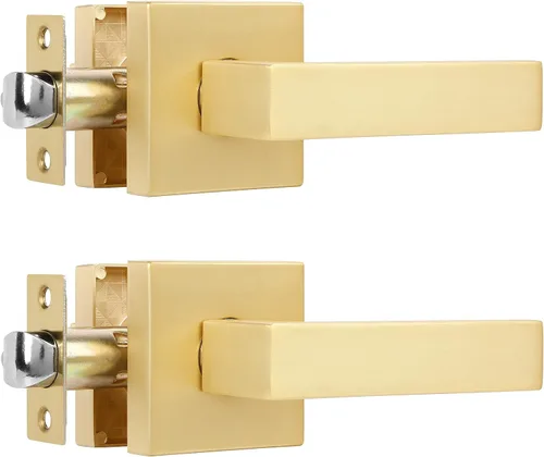 Vista 16 de Paquete de 1 perilla de puerta dorada de privacidad, perilla cuadrada de latón para baño, manija de puerta dorada interior bloqueada